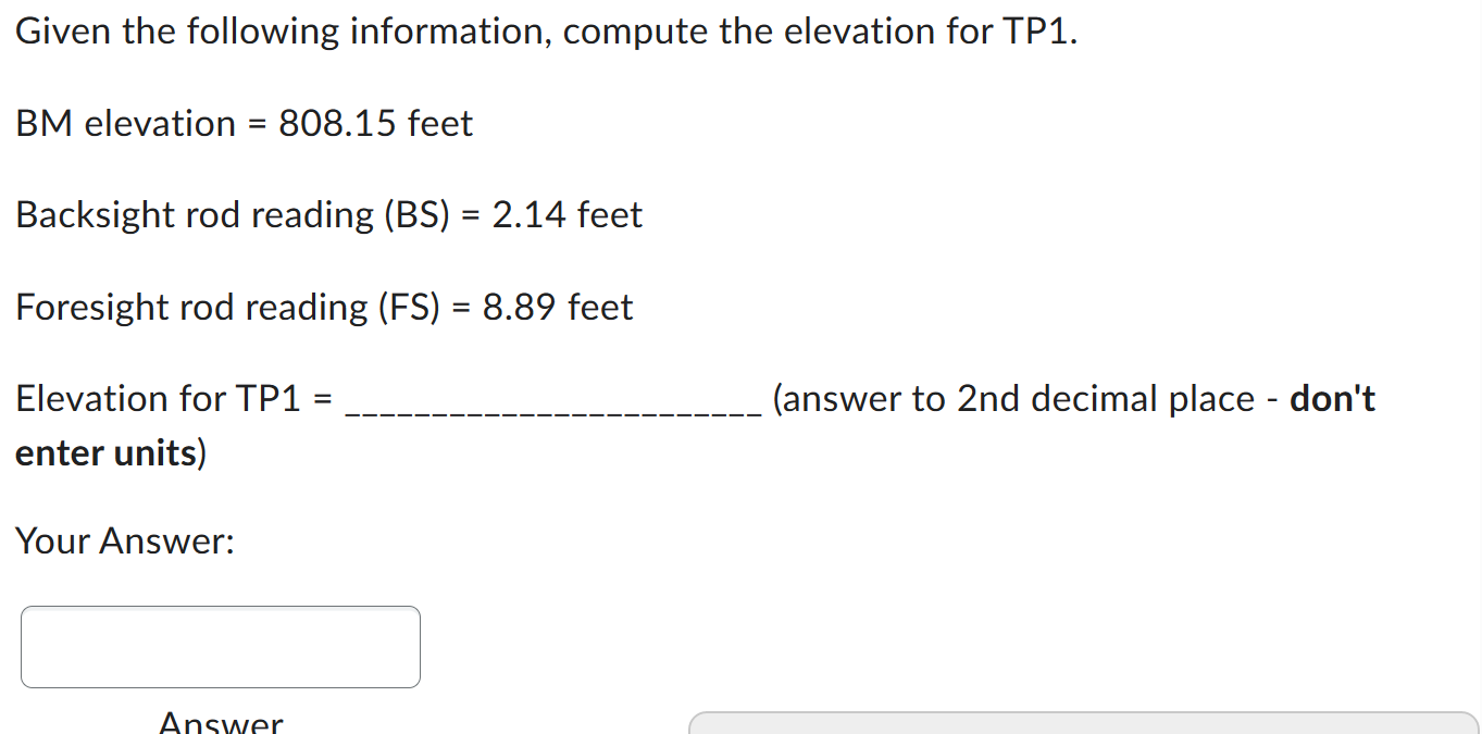 Given the following information, compute the