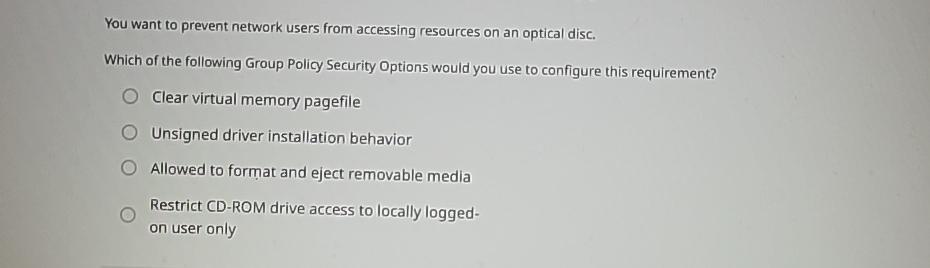 You want to prevent network users from accessing
