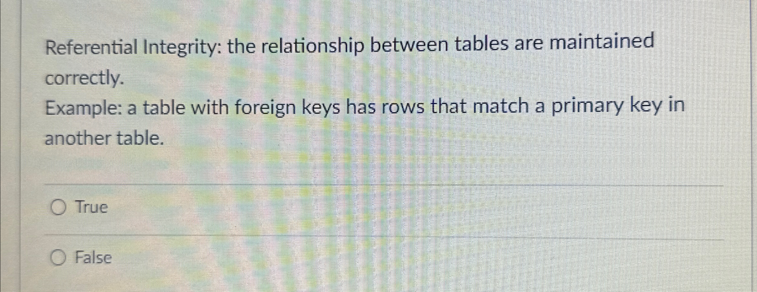Referential Integrity: the relationship between