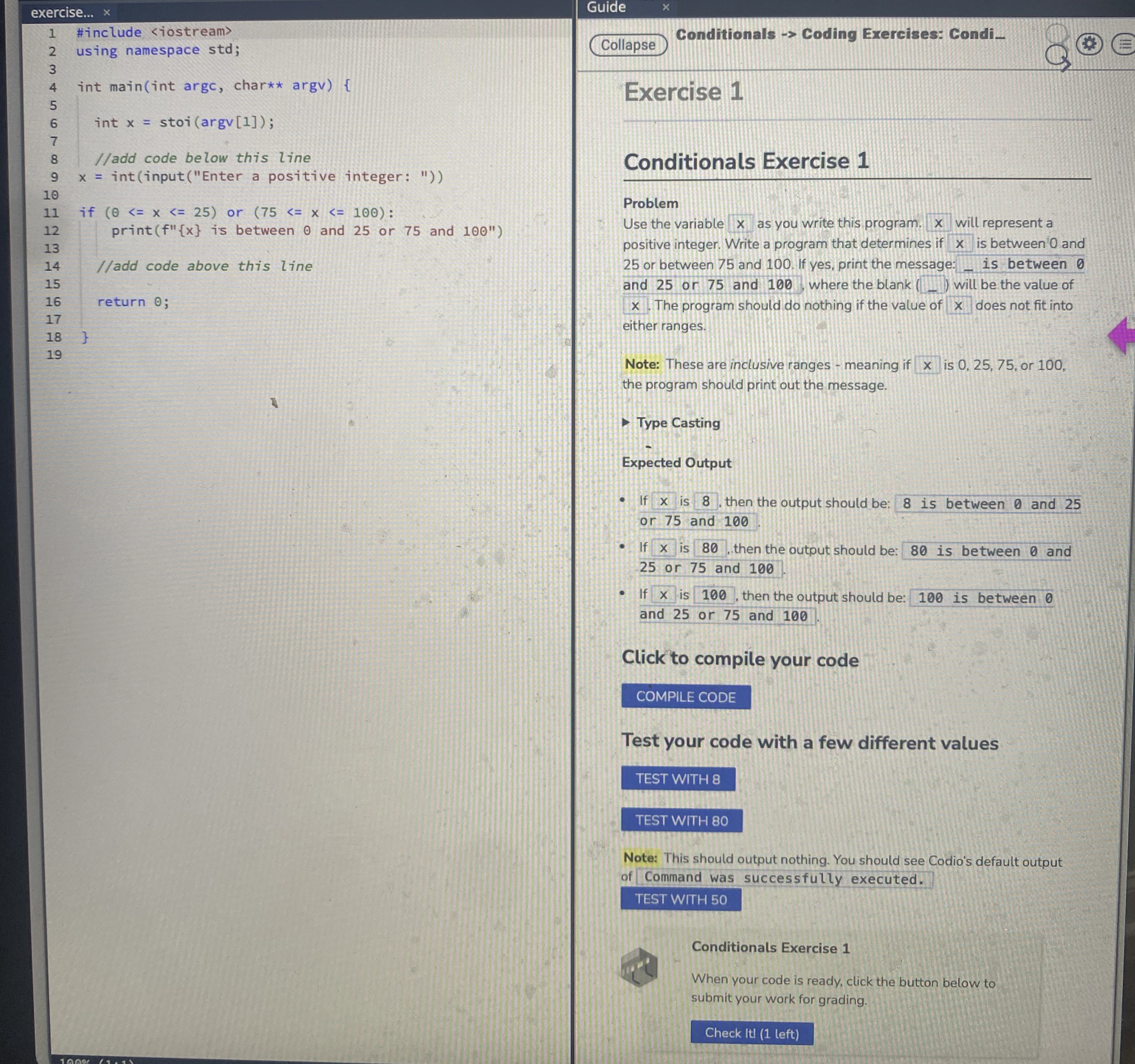 exercise... Guide #include