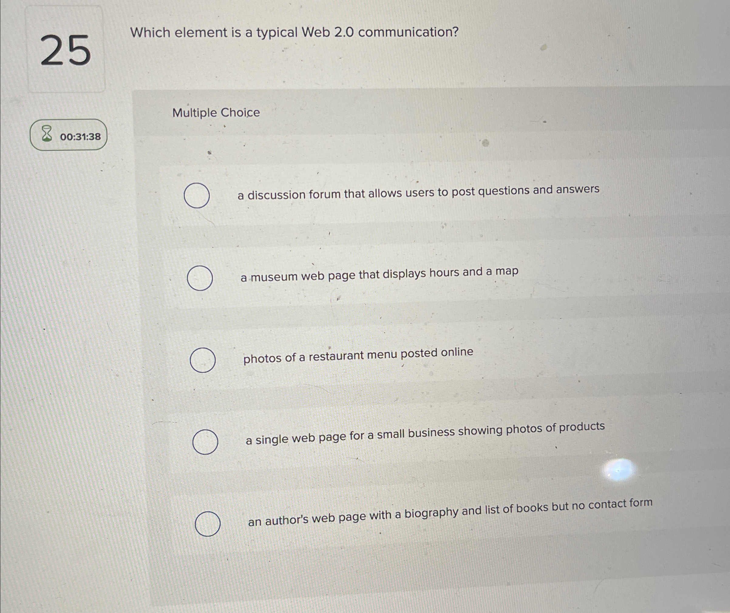 2 5 Which element is a typical Web 2 . 0