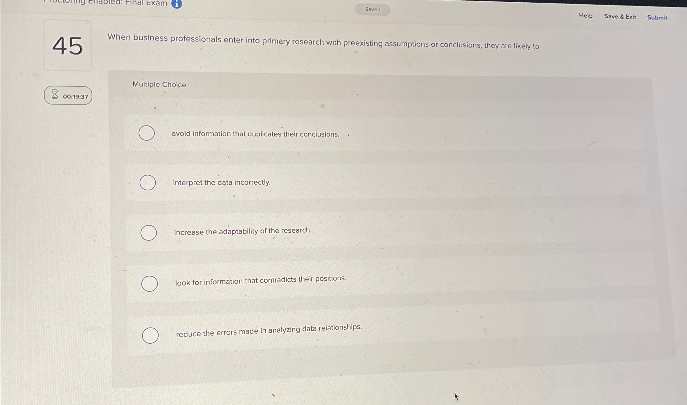 Saved Help Save & Exit Submit 4 5 When business