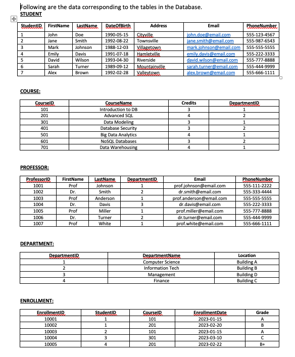 Question 1 : Based on the following information,