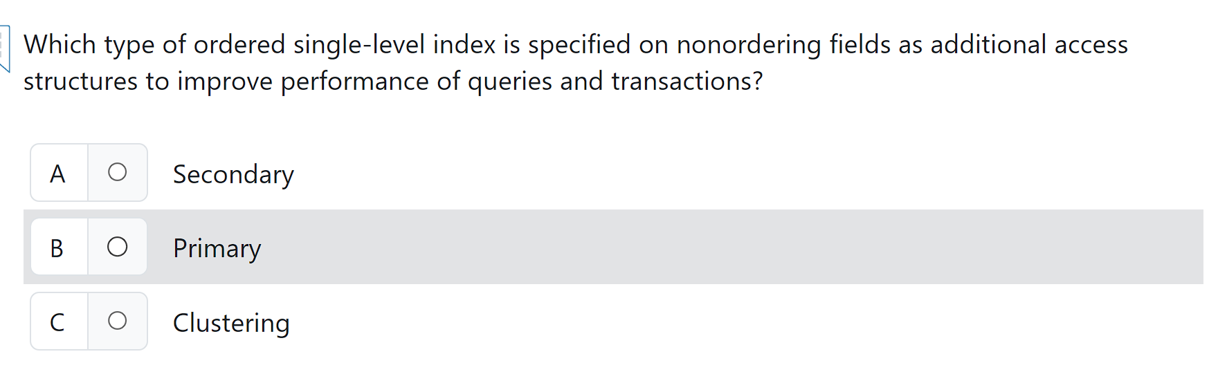 Which type of ordered single - level index is