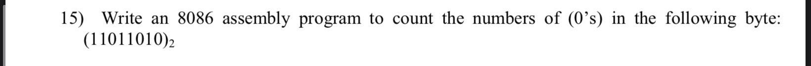 Write an 8 0 8 6 assembly program to count the
