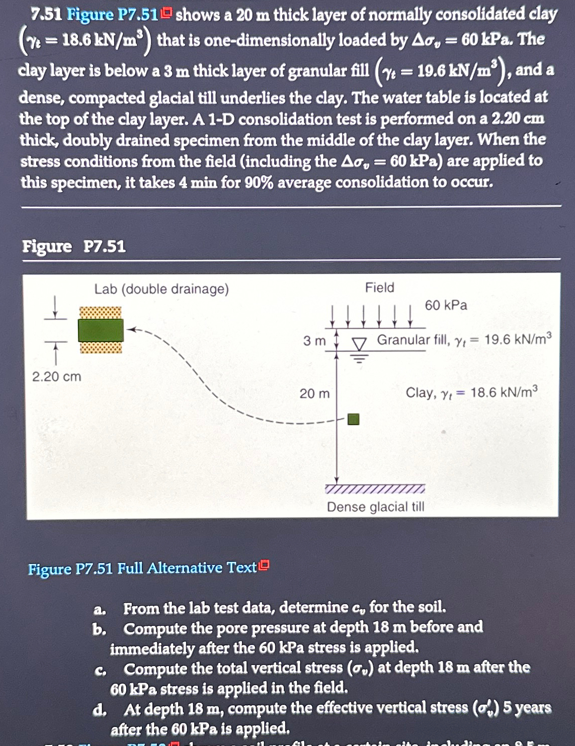 7 . 5 1 Figure P 7 . 5 1 shows a 2 0 m thick