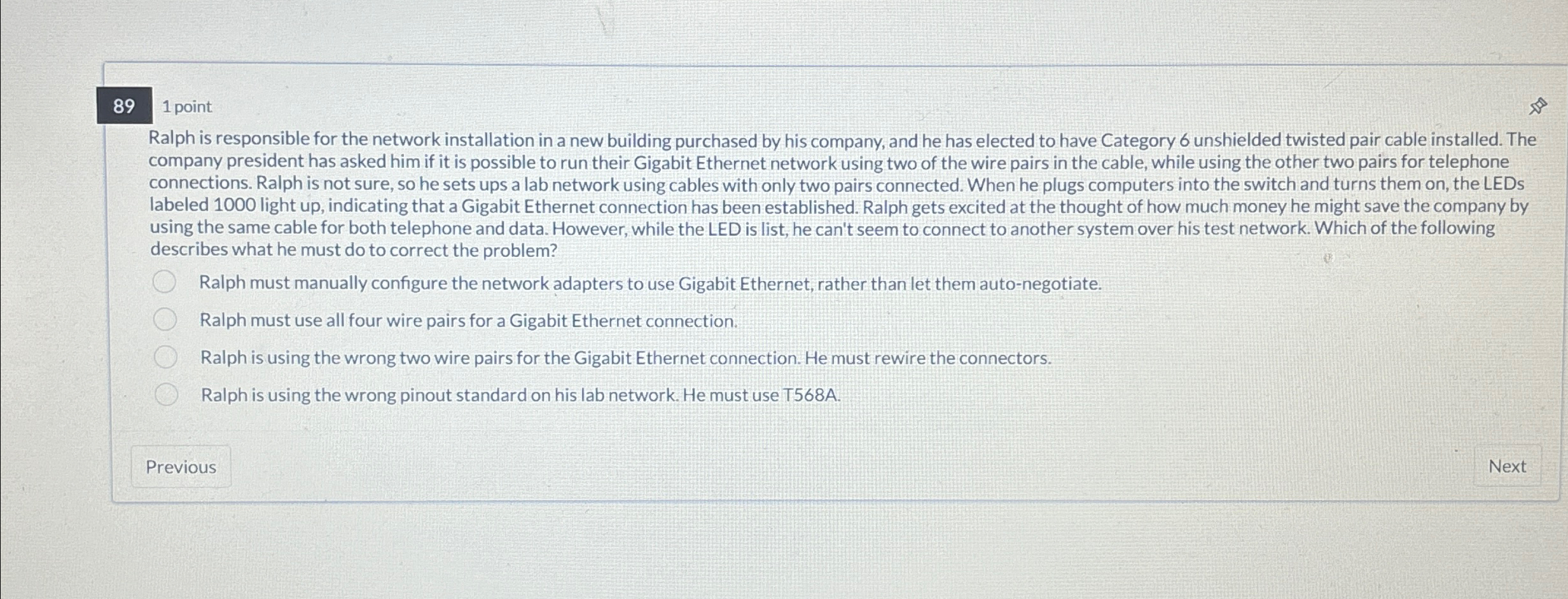 8 9 1 point Ralph is responsible for the network