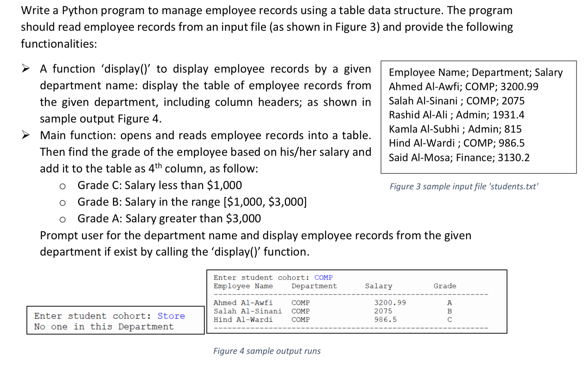 Write a Python program to manage employee records
