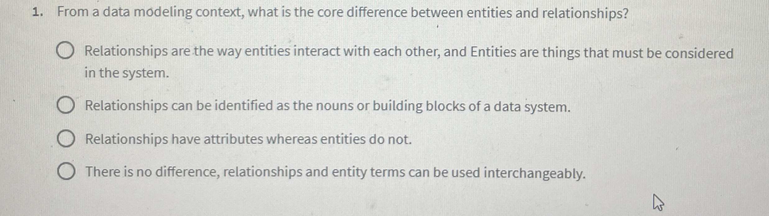 From a data modeling context, what is the core