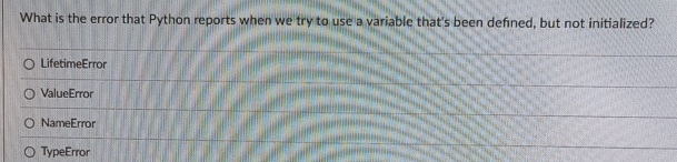 What is the error that Python reports when we try