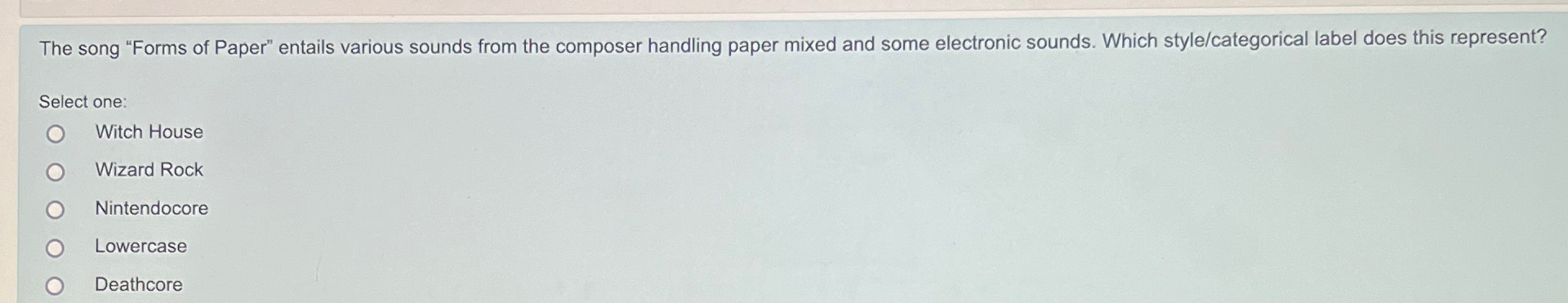 The song "Forms of Paper" entails various sounds