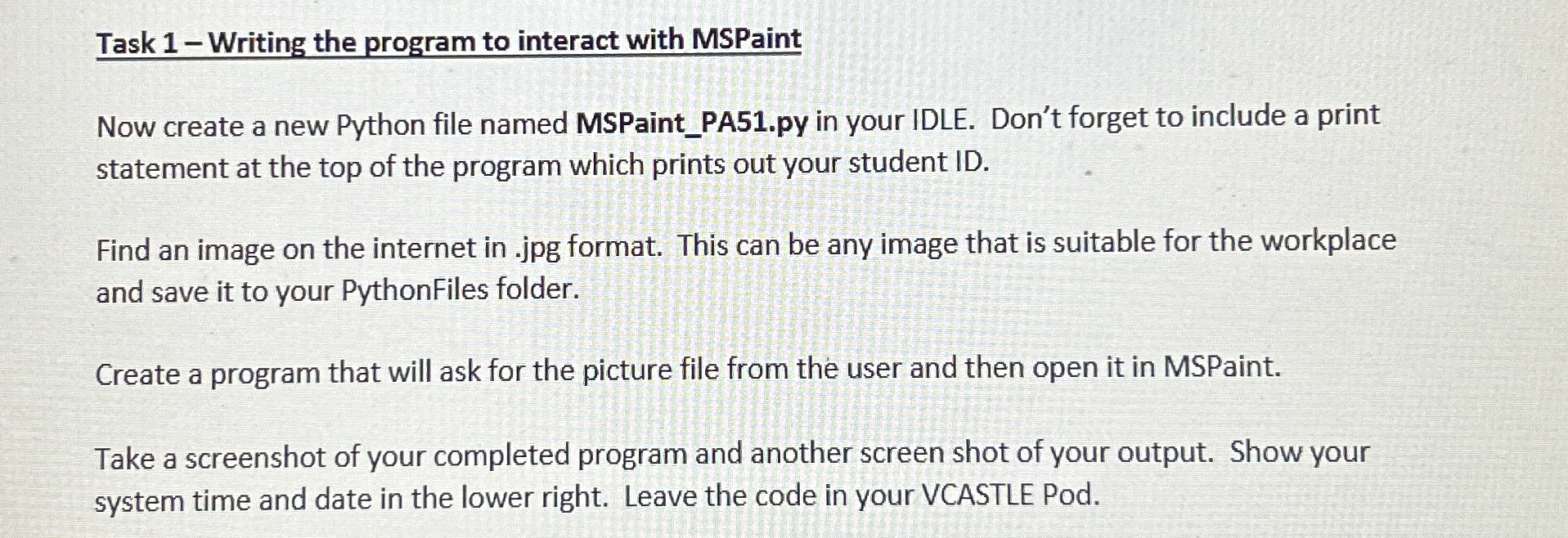 Task 1 - Writing the program to interact with