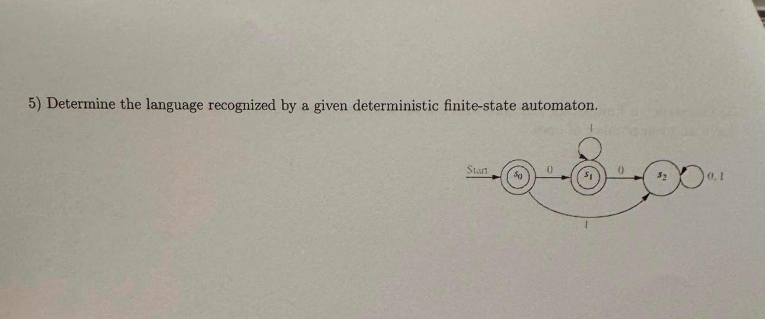 Determine the language recognized by a given