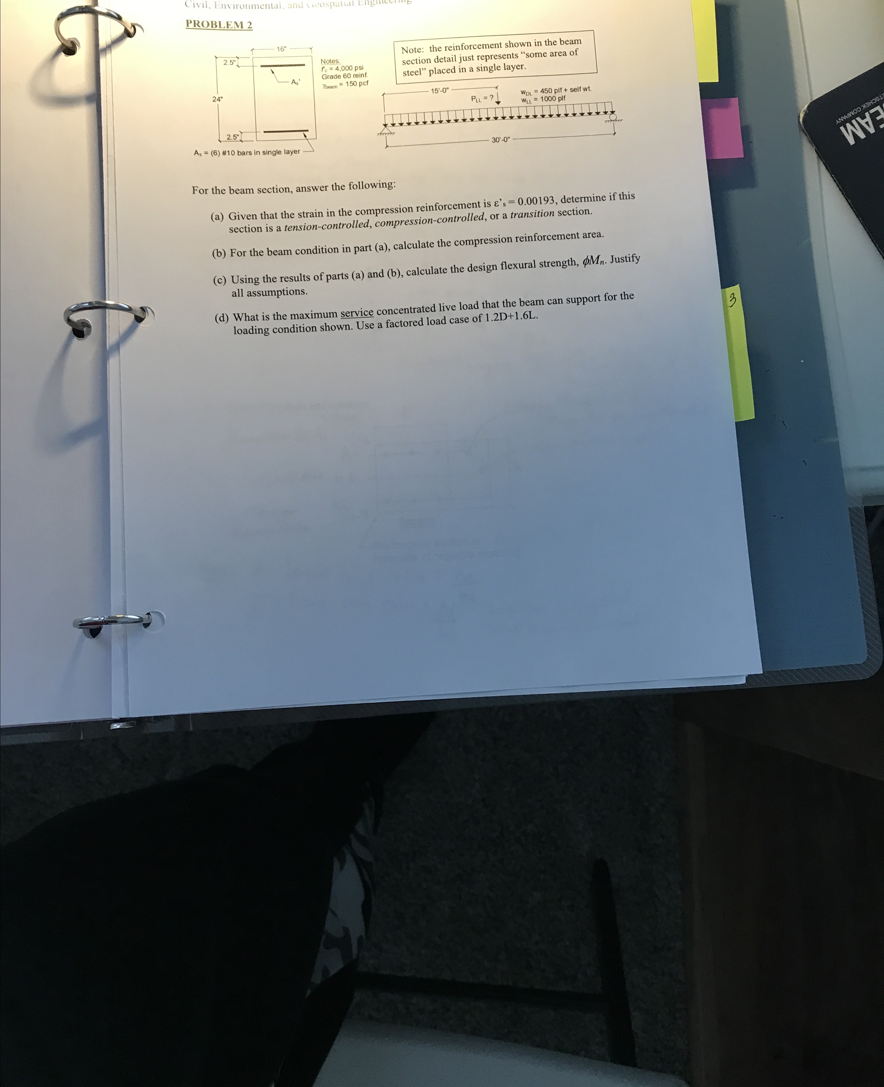 PROBLEM 2 Note: the reinforcement shown in the