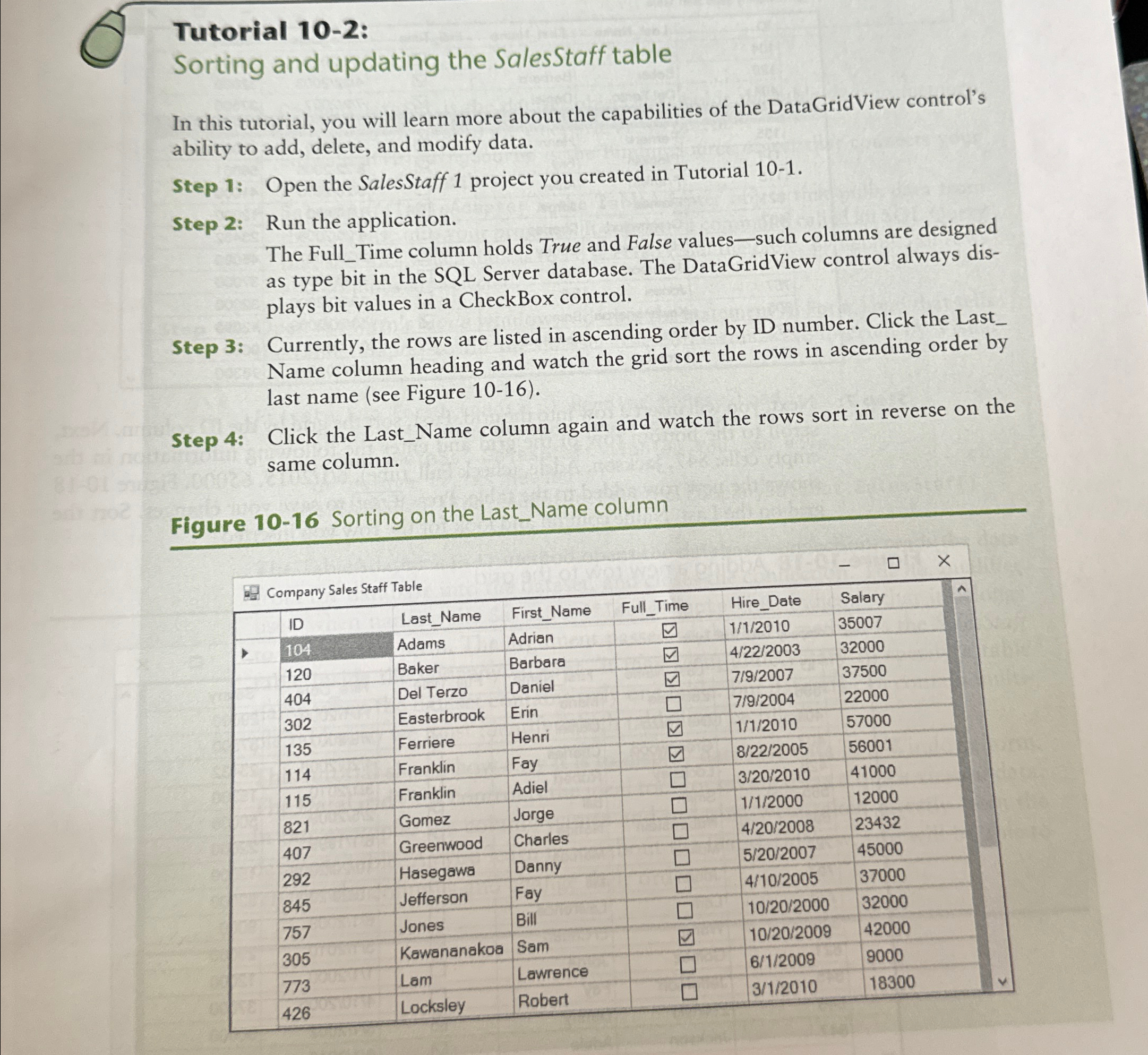 Tutorial 1 0 - 2 : Sorting and updating the