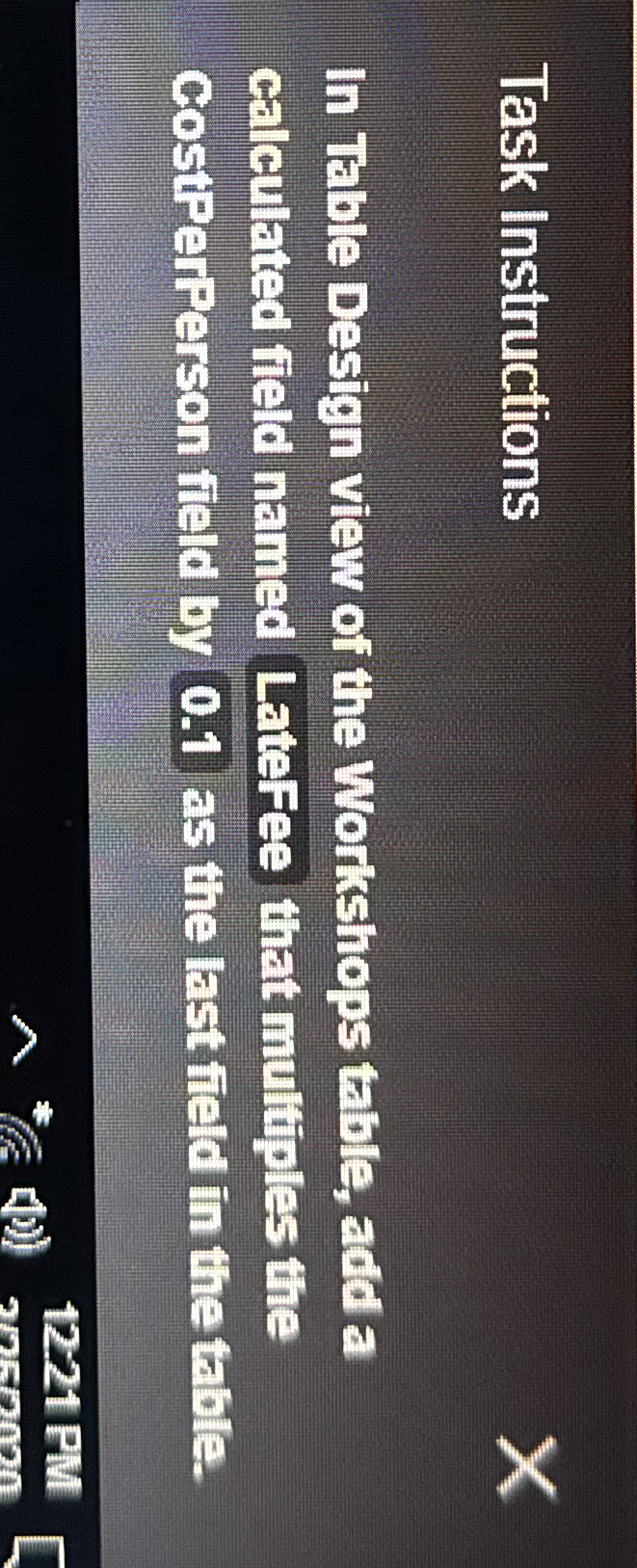 Task Instructions In Table Design view of the