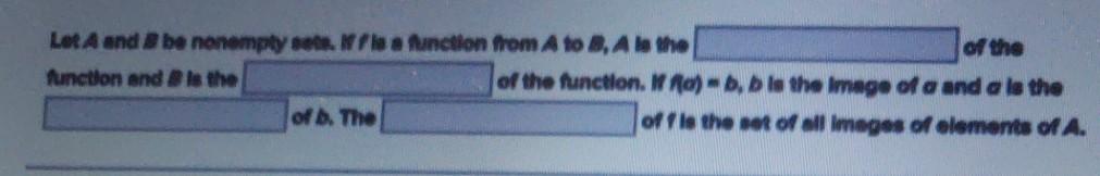 Let A and be nonempty set. We function from A to