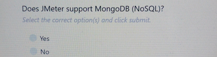 Does JMeter support MongoDB ( NoSQL ) ? Select