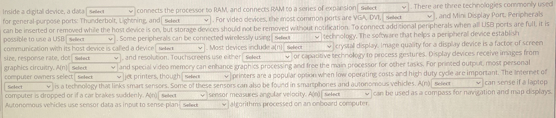 Inside a digital device, a data connects the