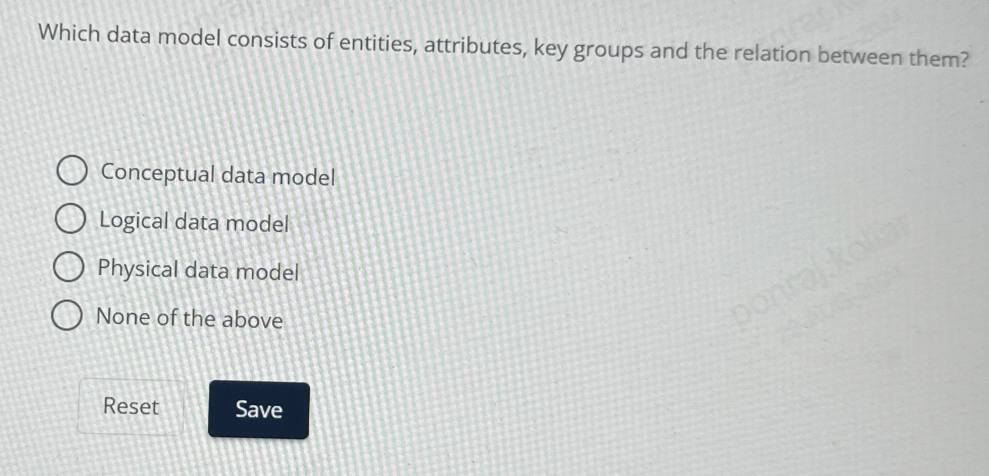 Which data model consists of entities,