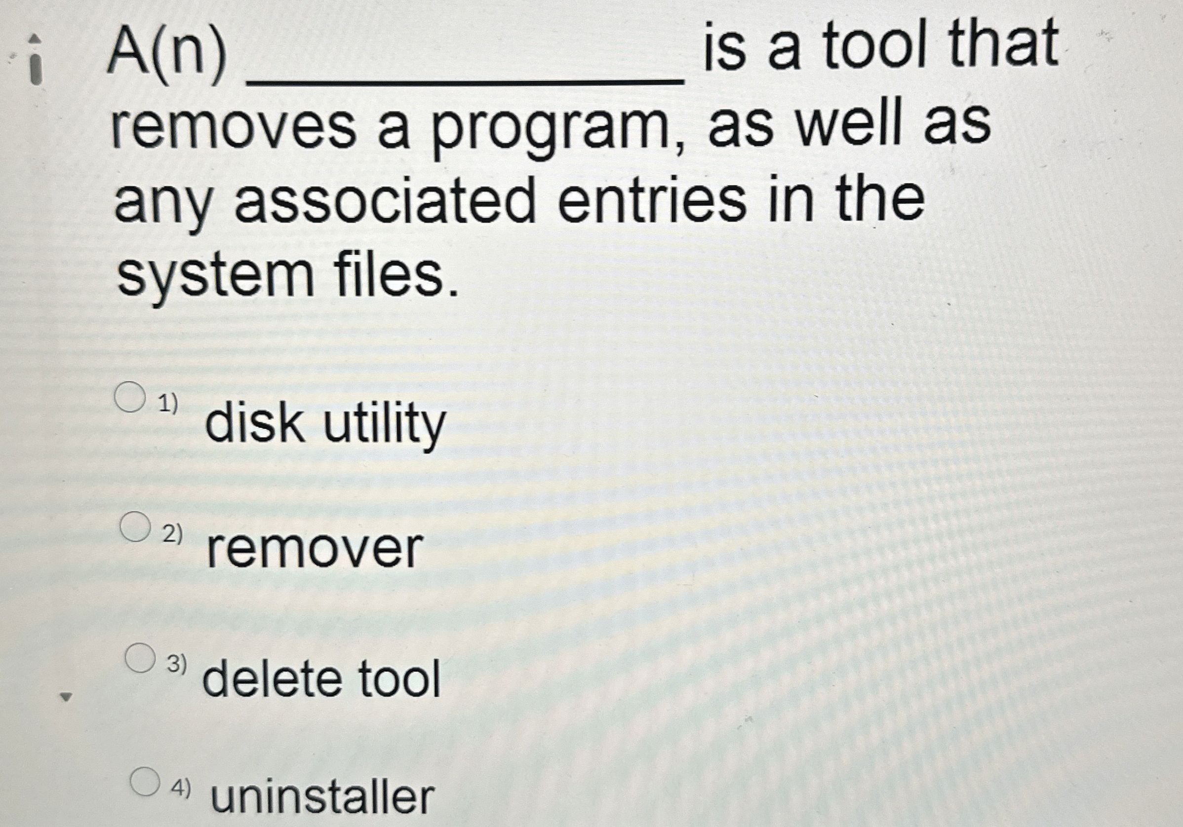 i A ( n ) is a tool that removes a program, as