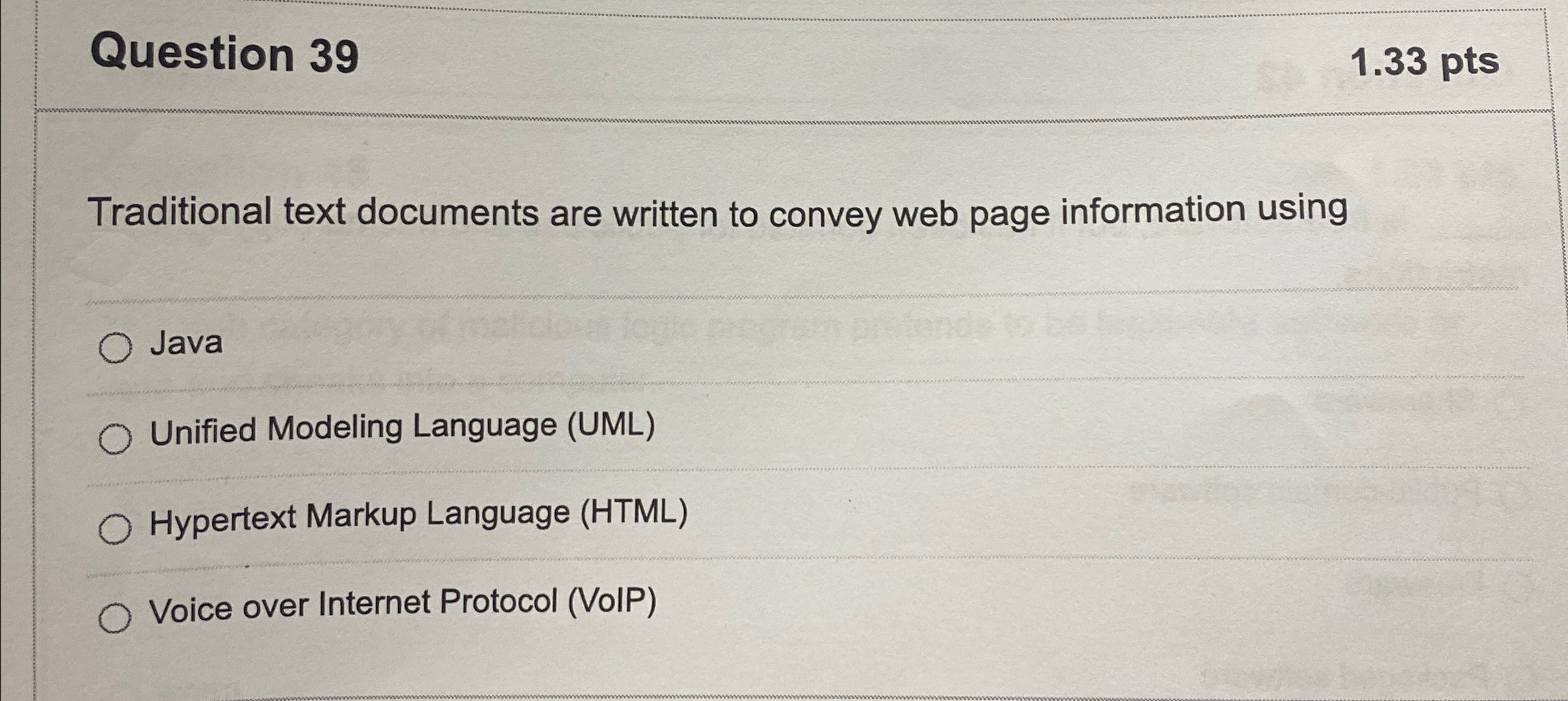 Question 3 9 1 . 3 3 p t s Traditional text