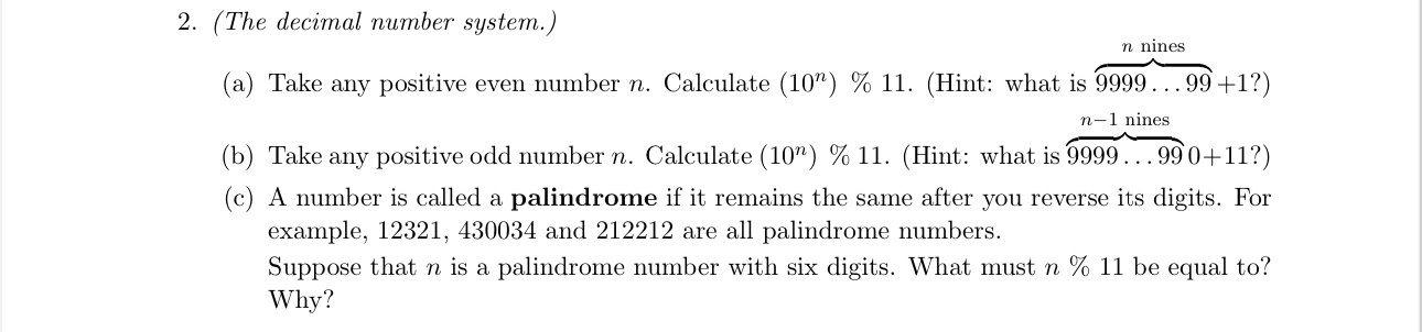 ( The decimal number system. ) ( a ) Take any