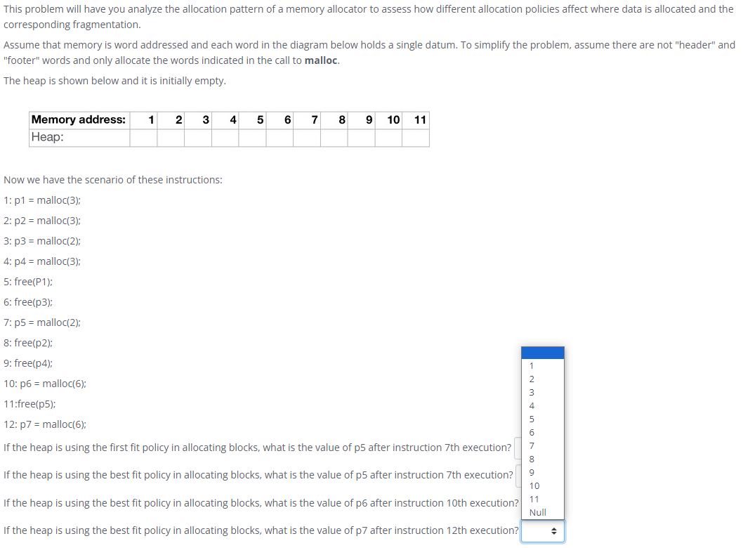 This problem will have you analyze the allocation