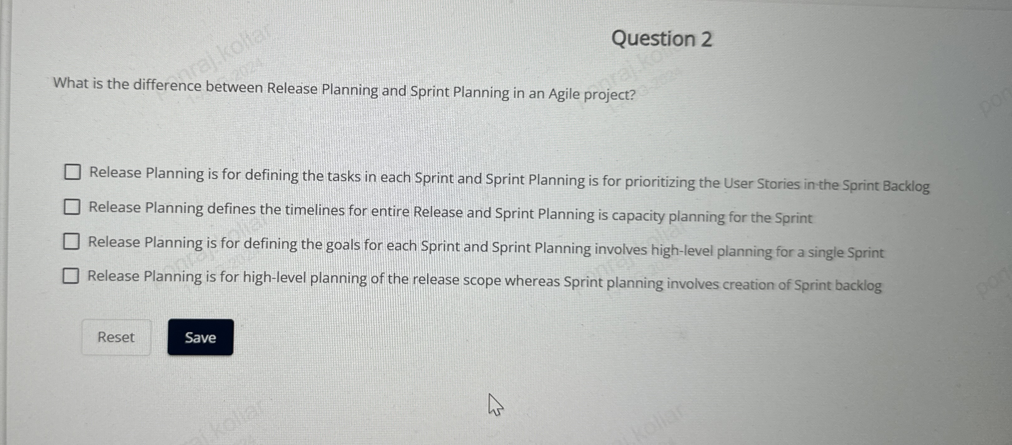 Question 2 What is the difference between Release