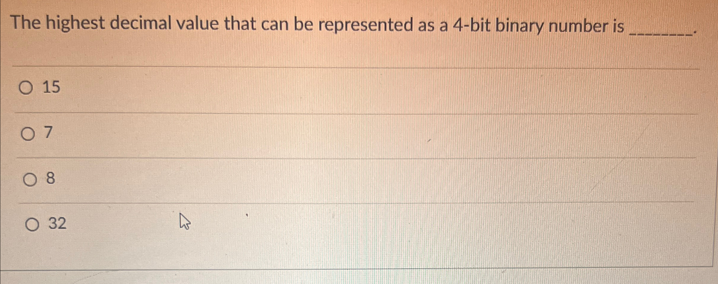 The highest decimal value that can be represented