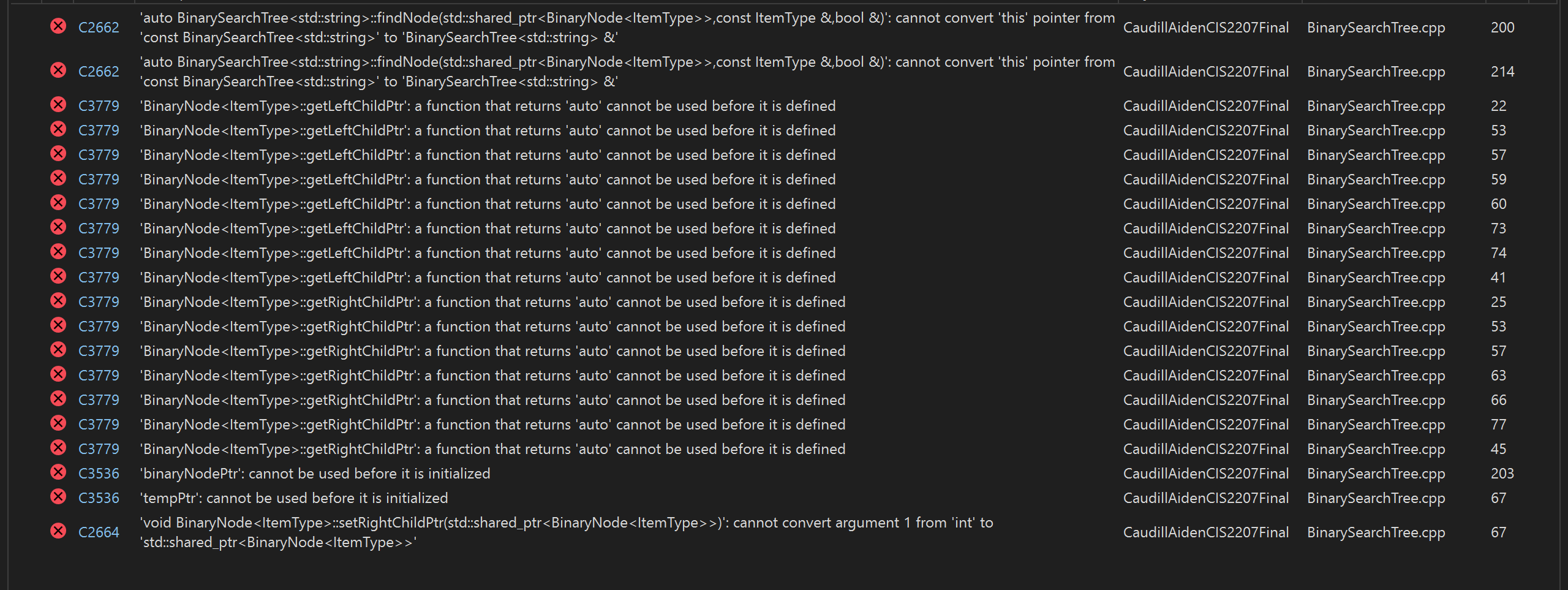 C + + , Visual Studio. I have a
