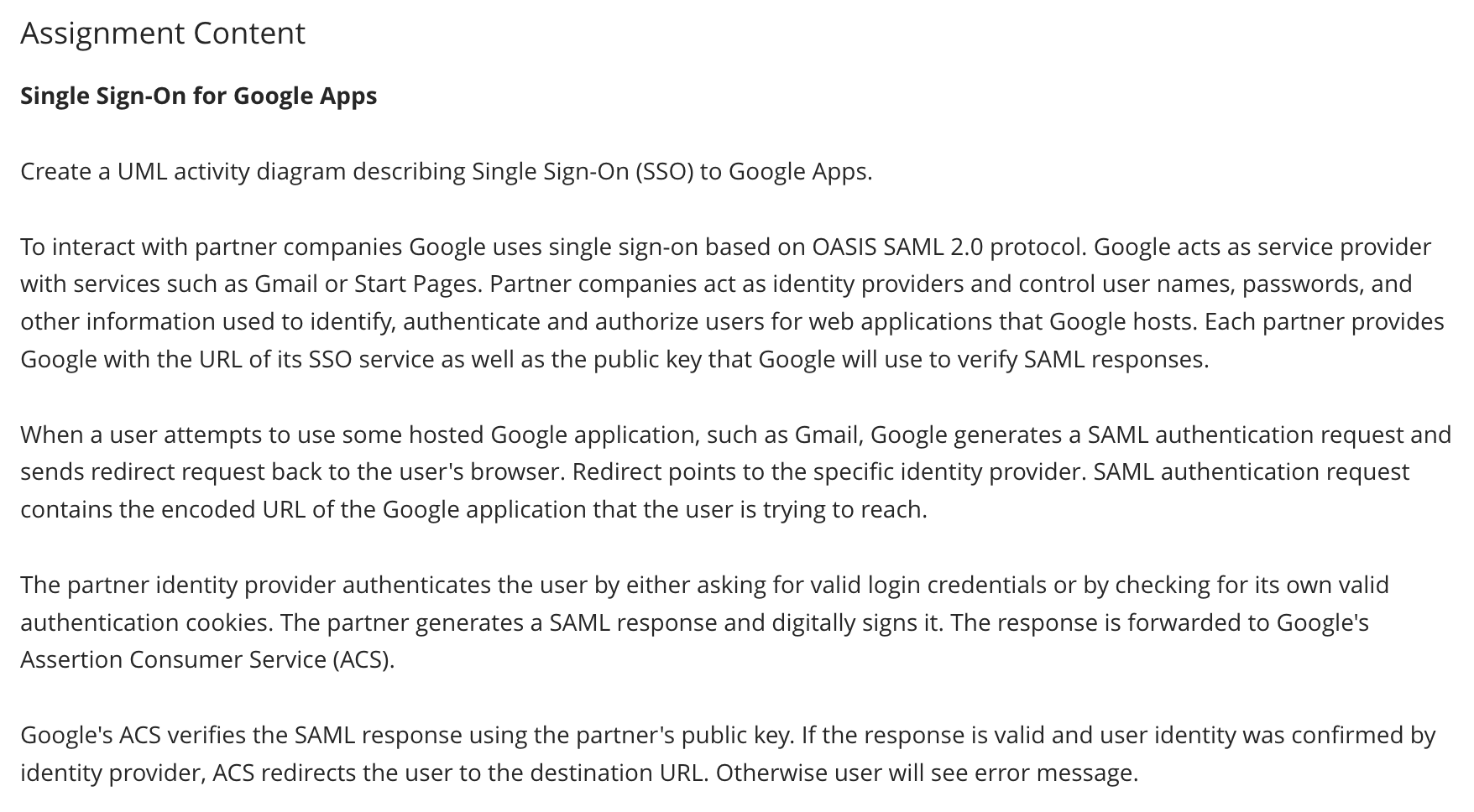 Assignment Content Single Sign - On for Google