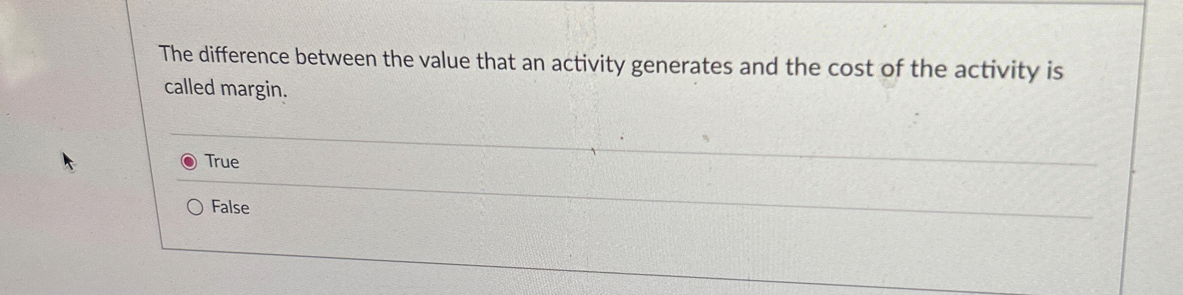 The difference between the value that an activity