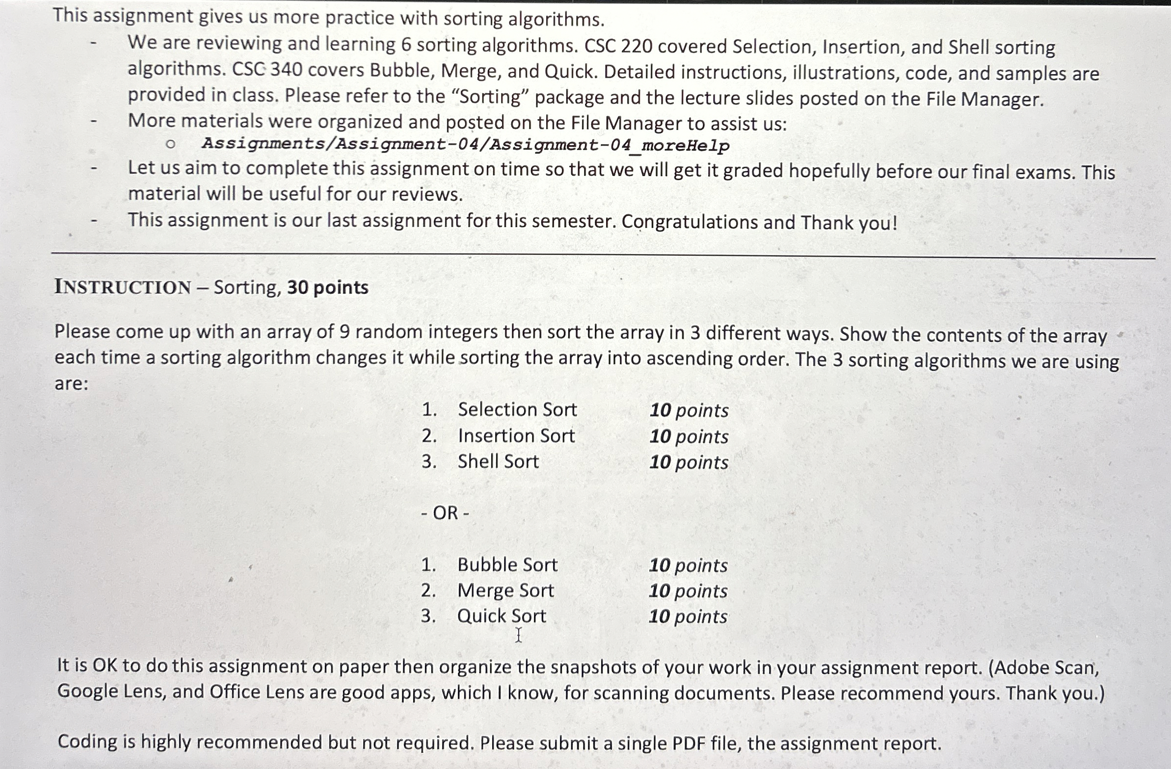 This assignment gives us more practice with