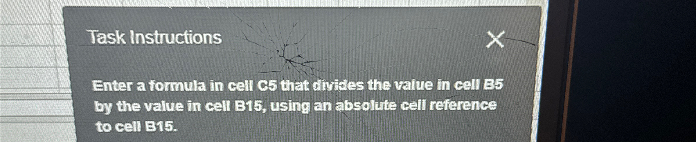 Task Instructions Enter a formula in cell 0 5