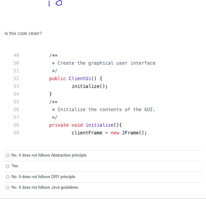 TO Is this code clean? 49 50 51 52 53 54 * Create