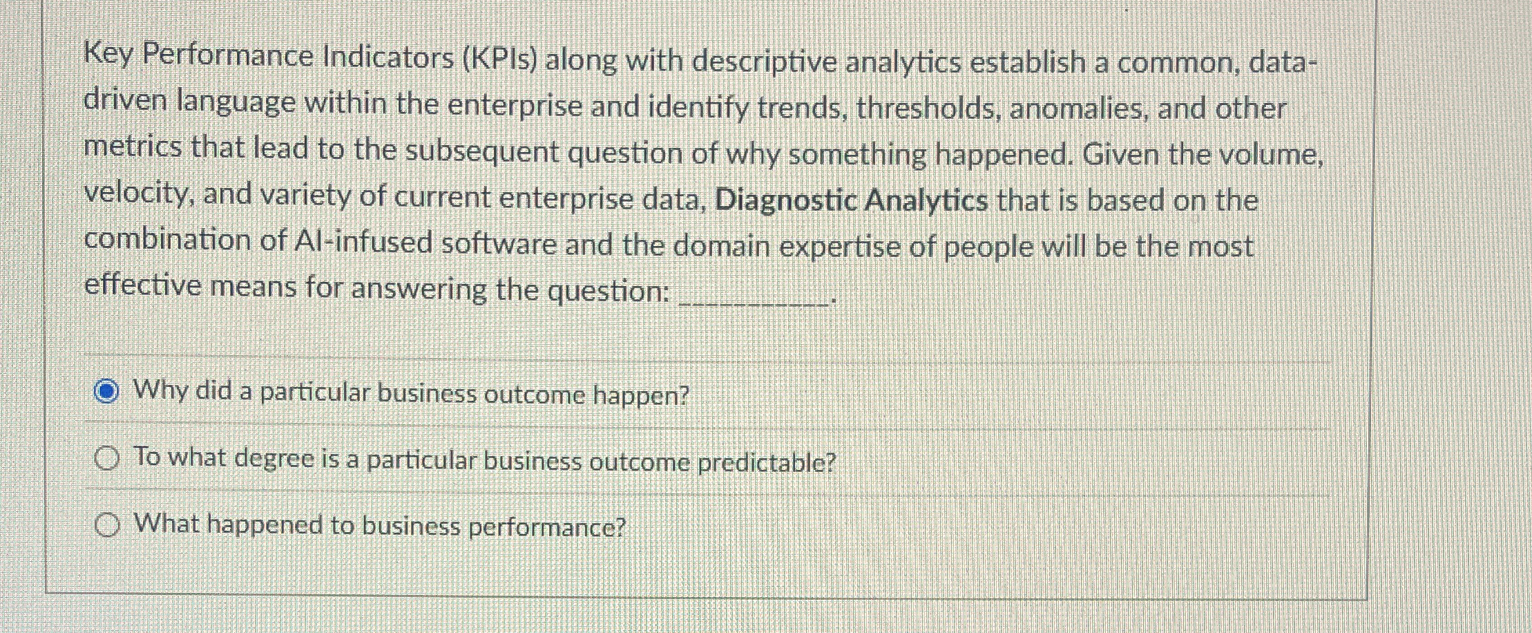 Key Performance Indicators ( KPIs ) along with
