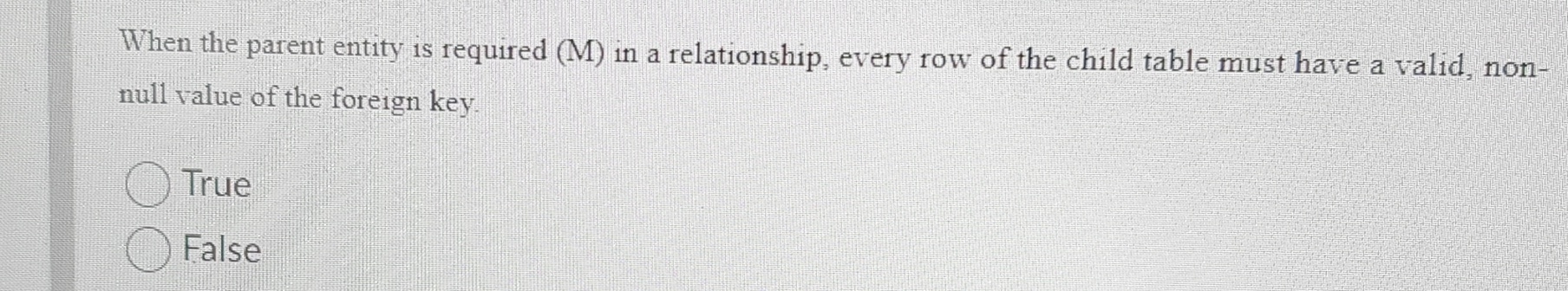 When the parent entity is required ( M ) in a