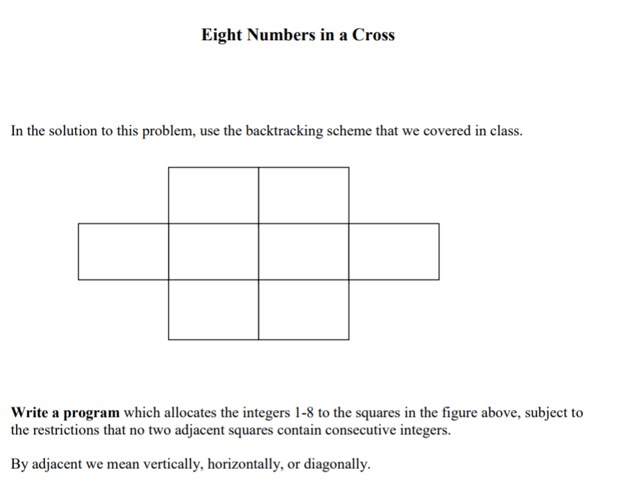Eight Numbers in a Cross In the solution to this