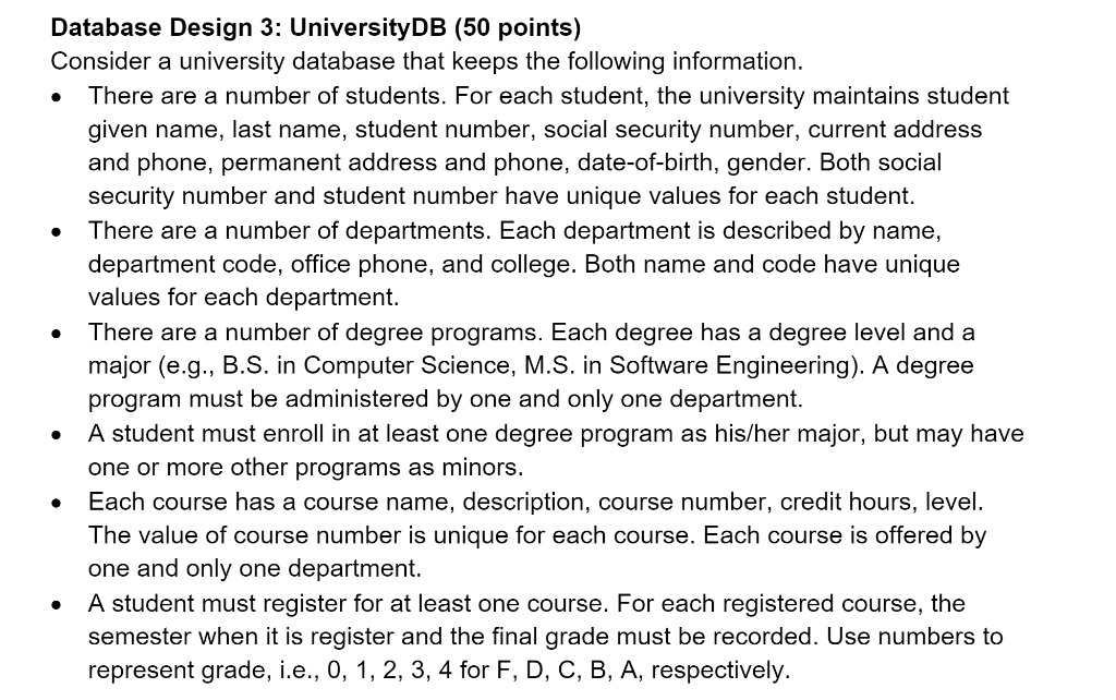 . Database Design 1: ProjectDB (20 points) A