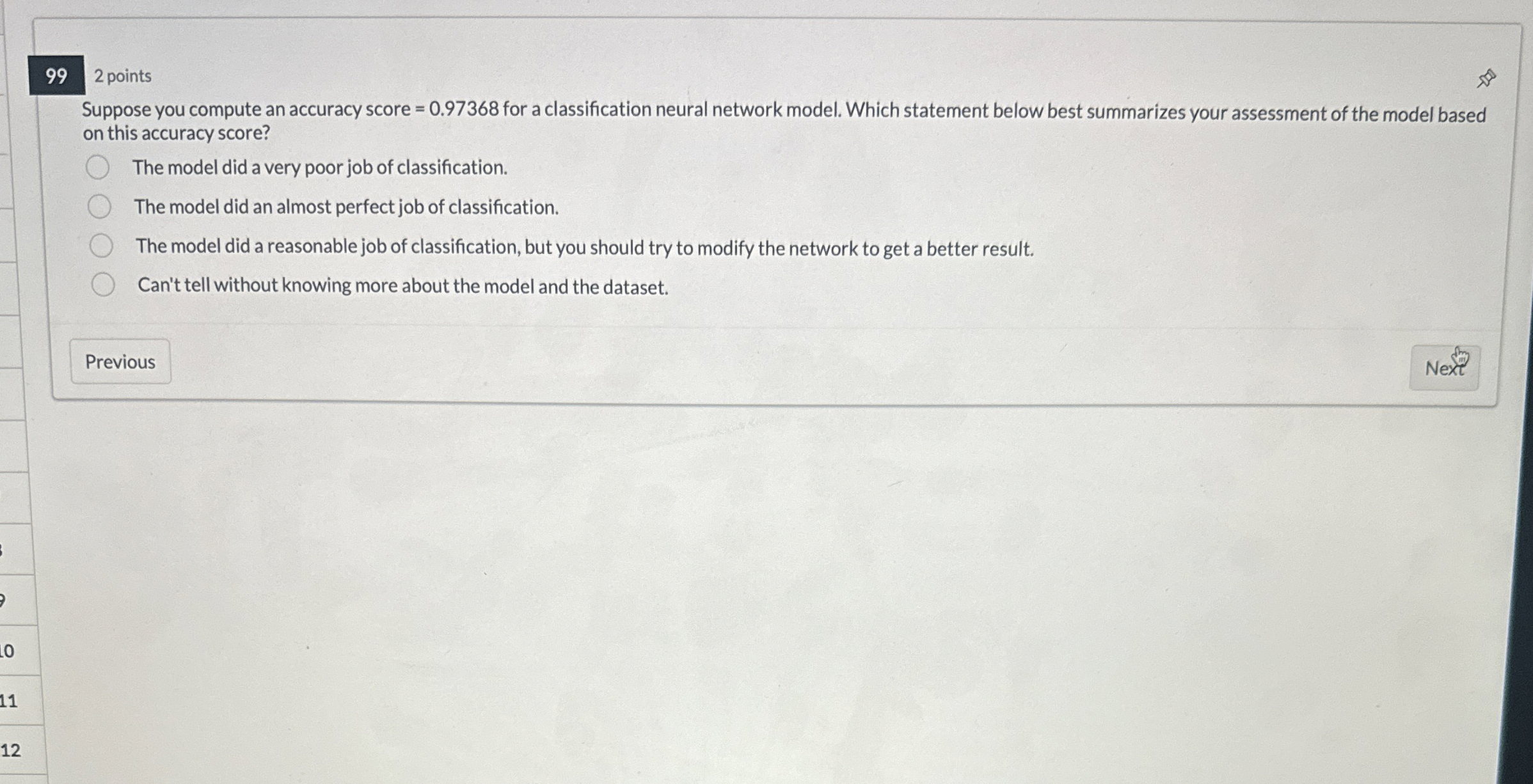 9 9 2 points Suppose you compute an accuracy