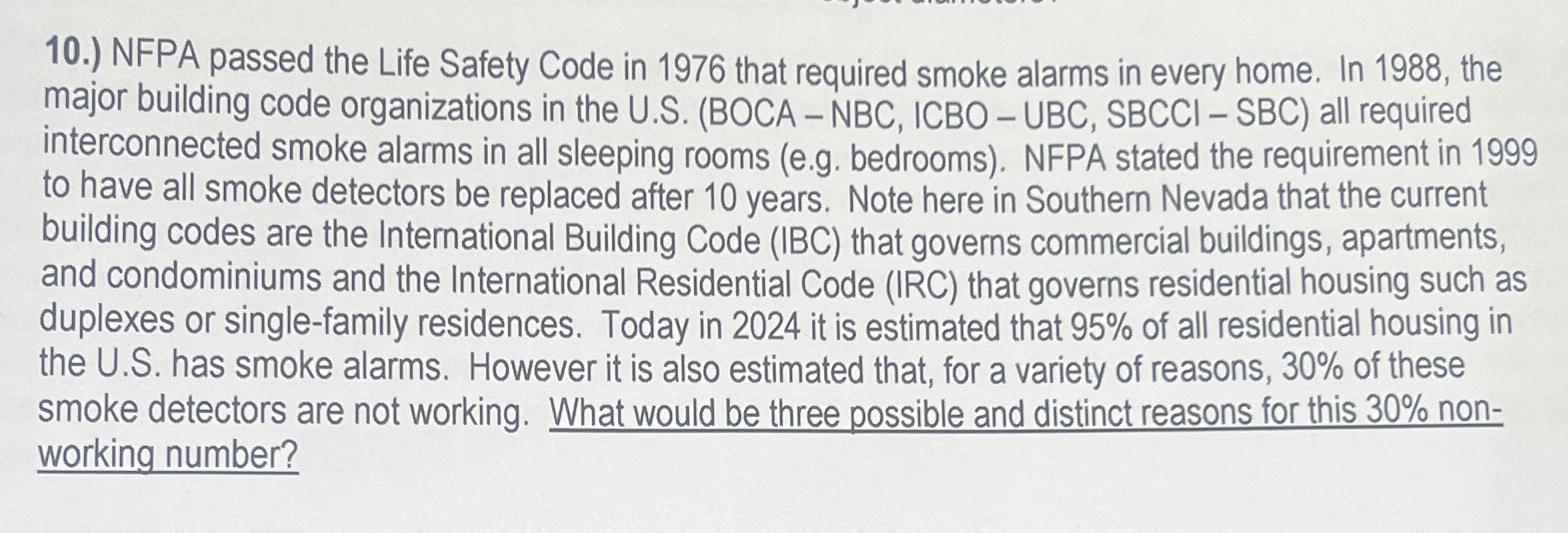 1 0 . ) NFPA passed the Life Safety Code in 1 9 7