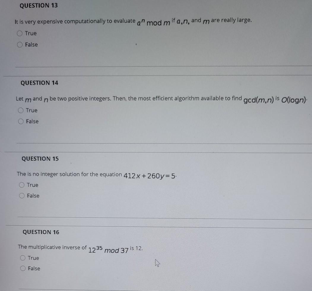 QUESTION 9 The integer pair (77,5) can be a