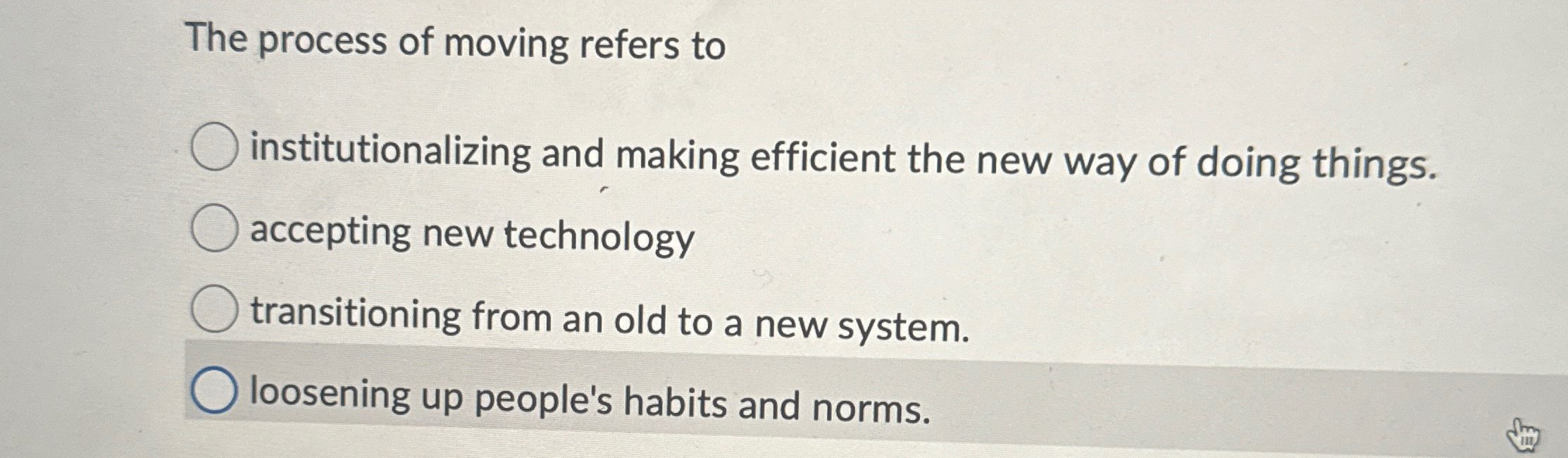 The process of moving refers to