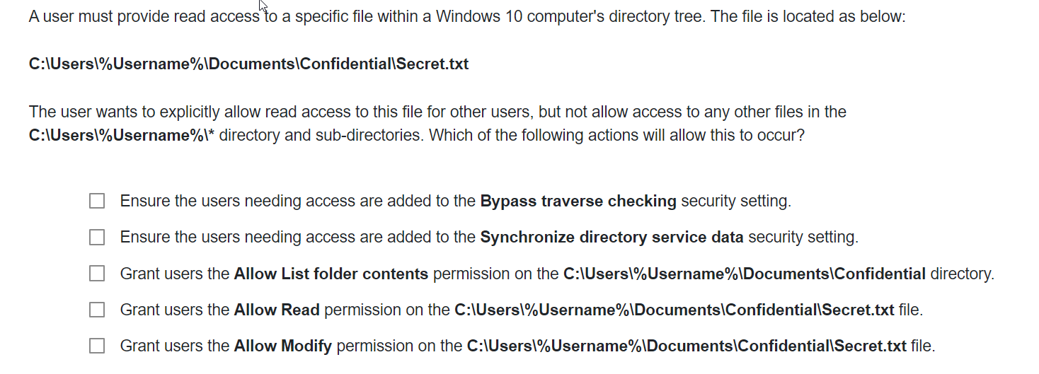 A user must provide read access to a specific
