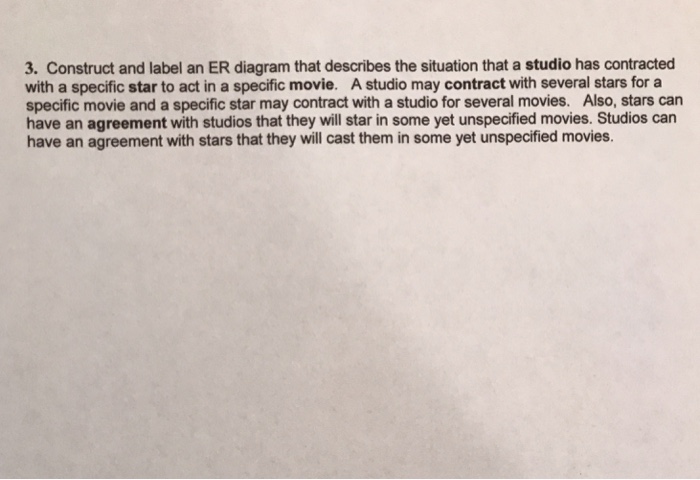 Construct and label an ER diagram that describes