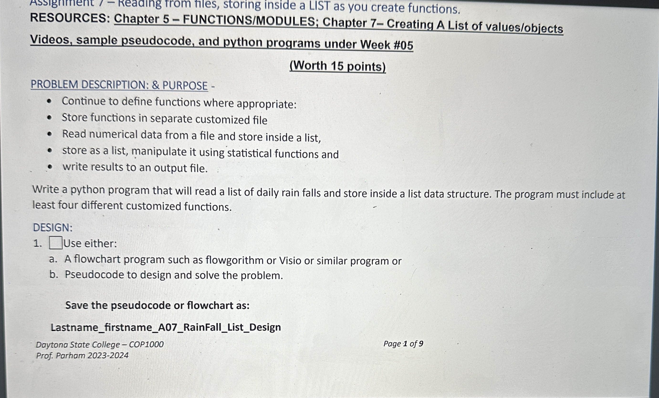 Assignment / - Reaaing from files, storing inside