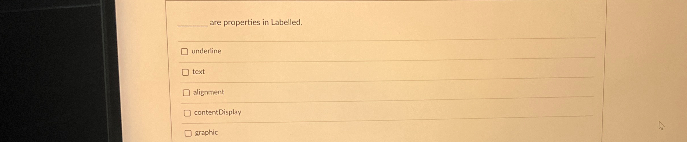 q , are properties in Labelled. underline text