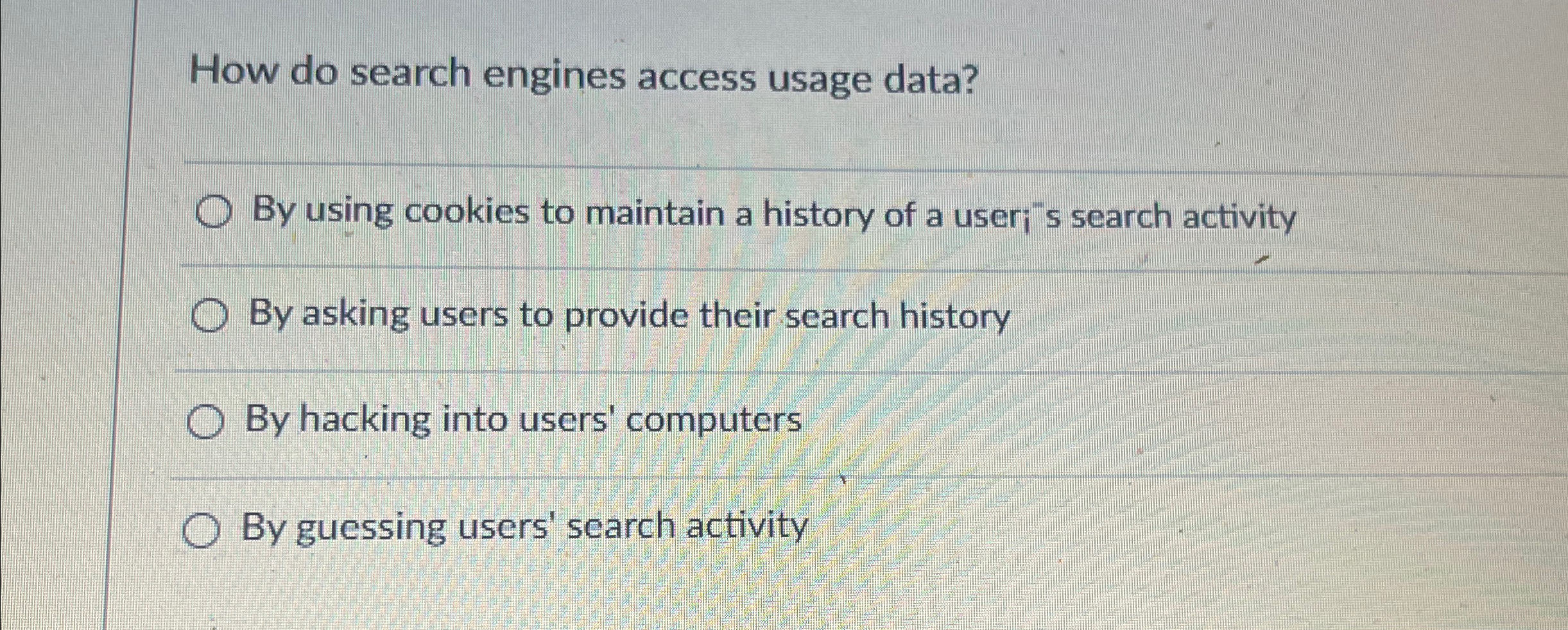 How do search engines access usage data? By using