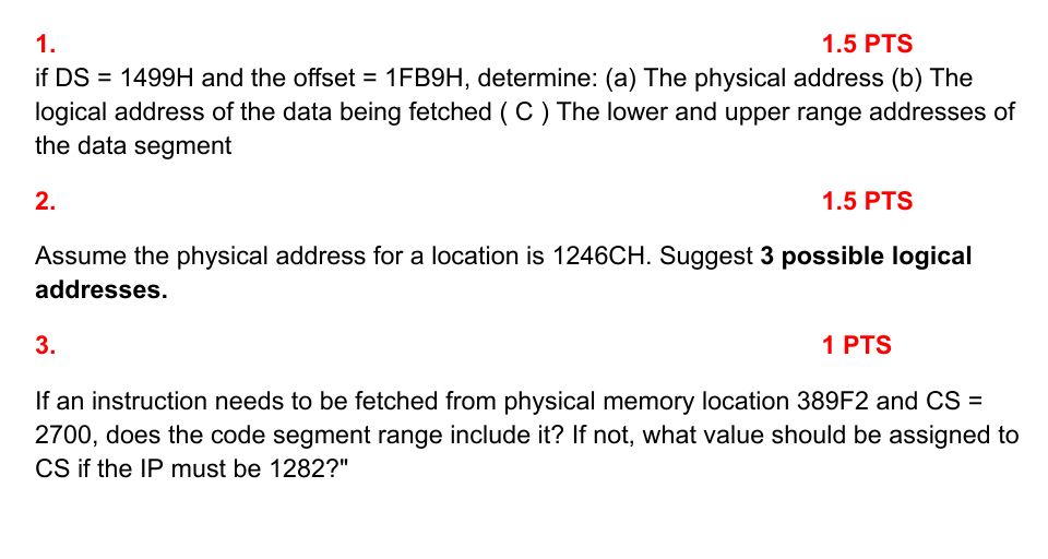 1 . 5 PTS if D S = 1 4 9 9 H and the offset = 1 F